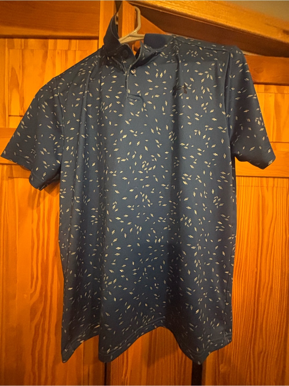 Under Armour Men's Blue Polo with Micro Leaf Print